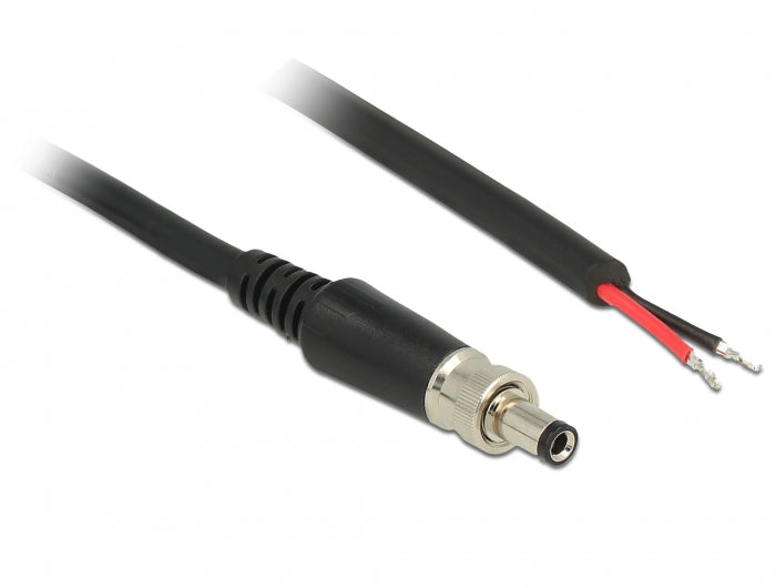 Delock Stromversorgungskabel DC 5,5 x 2,1 x 9,5 mm verschraubbar zu offenen Kabelenden 95 cm