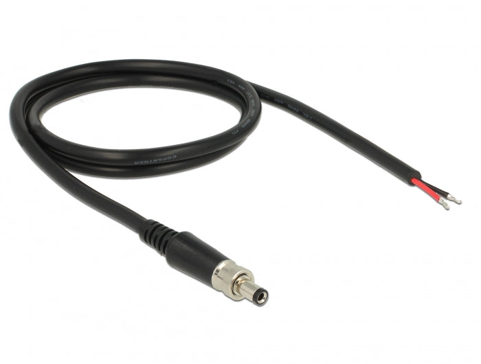 Delock Stromversorgungskabel DC 5,5 x 2,1 x 9,5 mm verschraubbar zu offenen Kabelenden 95 cm