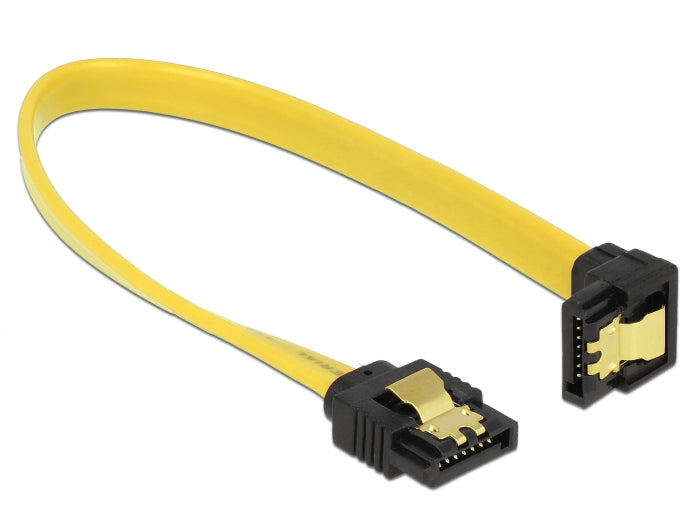 Delock SATA 6 Gb/s Kabel oben gewinkelt auf unten gewinkelt 20 cm gelb