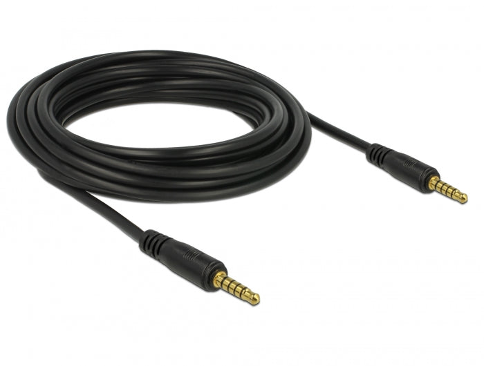 Delock Klinkenkabel 3,5 mm 5 Pin Stecker zu Stecker 5 m schwarz