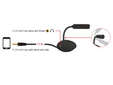 Delock Kondensator Mikrofon Omnidirektional für Smartphone / Tablet mit Schwanenhals 3,5 mm 4 Pin Klinkenstecker + 3,5 mm Klinkenbuchse