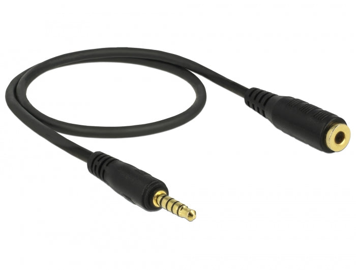 Delock Verlängerungskabel Klinke 3,5 mm 5 Pin Stecker zu Buchse 0,5 m schwarz