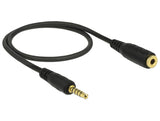 Delock Verlängerungskabel Klinke 3,5 mm 5 Pin Stecker zu Buchse 0,5 m schwarz