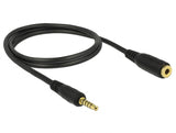 Delock Verlängerungskabel Klinke 3,5 mm 5 Pin Stecker zu Buchse 1 m schwarz