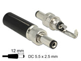 Delock Steckverbinder DC 5,5 x 2,5 mm mit Länge 12,0 mm Hohlstecker Lötversion