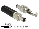 Delock Steckverbinder DC 5,5 x 2,5 mm mit Länge 9,5 mm Hohlstecker Lötversion