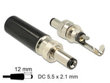 Delock Steckverbinder DC 5,5 x 2,1 mm mit Länge 12,0 mm Hohlstecker Lötversion