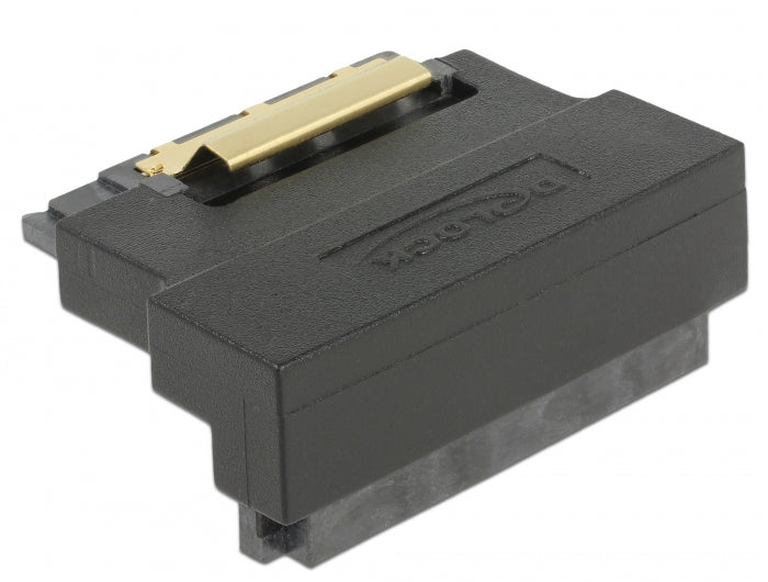 Delock Adapter SATA 22 Pin Buchse mit Einrastfunktion zu Stecker - gewinkelt unten