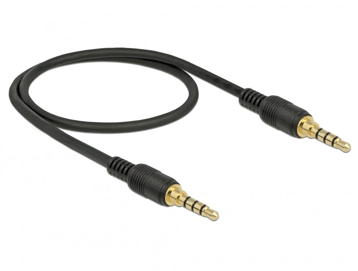 Delock Klinkenkabel 3,5 mm 4 Pin Stecker zu Stecker 0,5 m schwarz
