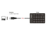 Delock USB Nummernblock 19 Tasten schwarz