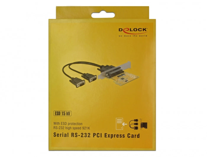 Delock PCI Express x1 Karte zu 2 x Seriell RS-232 High Speed 921K ESD Überspannungsschutz
