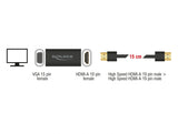 Delock Adapter HDMI-A Stecker > VGA Buchse Metallgehäuse mit 15 cm Kabel