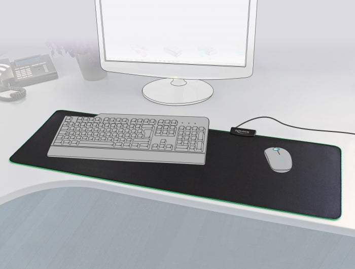 Delock USB Mauspad 920 x 303 x 3 mm mit RGB Beleuchtung