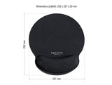Delock Ergonomisches Mauspad mit Handballenauflage schwarz 252 x 227 mm