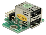 Delock USB Pinheader Stecker zu 2 x USB 2.0 Buchse - oben