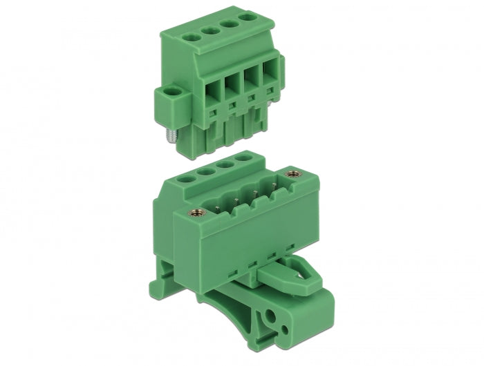 Delock Terminalblock Set für Hutschienen 4 Pin mit Schraubverriegelung