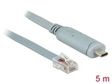 Delock Adapter USB 2.0 Type-C™ Stecker > 1 x Seriell RS-232 RJ45 Stecker 5,0 m grau