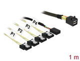 Delock Kabel Mini SAS HD SFF-8643 zu 4 x SATA 7 Pin + Sideband 1 m