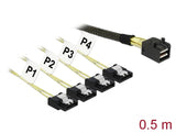 Delock Kabel Mini SAS HD SFF-8643 > 4 x SATA 7 Pin 0,5 m