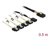 Delock Kabel Mini SAS SFF-8087 > 4 x SATA 7 Pin Reverse + Sideband 0,5 m