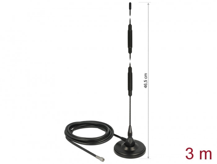 Delock LTE Antenne SMA Stecker 7 dBi starr omnidirektional mit magnetischem Standfuß und Anschlusskabel RG-58 3 m outdoor schwarz