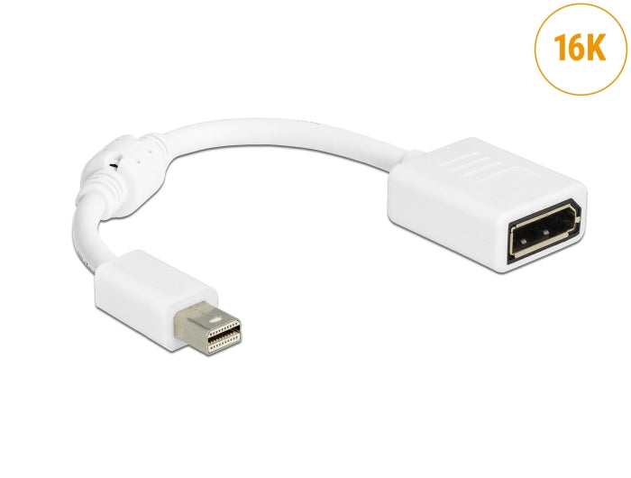 Delock Adapter mini DisplayPort Stecker zu DisplayPort Buchse 16K weiß