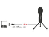 Delock USB Kondensator Mikrofon mit Tischständer - ideal für Gaming, Skypen und Gesang
