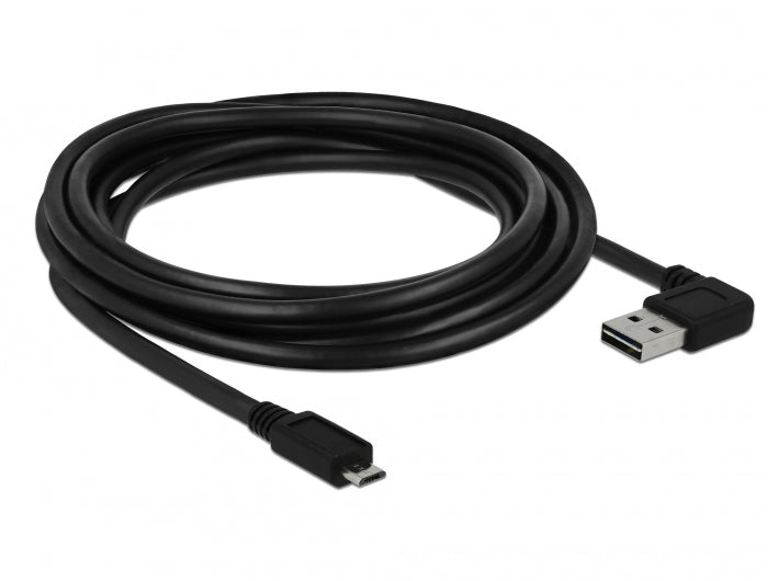 Delock Kabel EASY-USB 2.0 Typ-A Stecker gewinkelt links / rechts > USB 2.0 Typ Micro-B Stecker 3 m