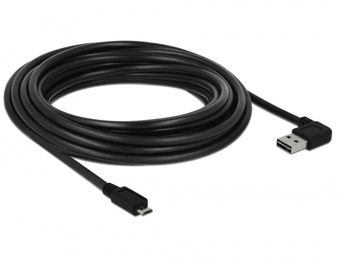 Delock Kabel EASY-USB 2.0 Typ-A Stecker gewinkelt links / rechts > USB 2.0 Typ Micro-B Stecker 5 m