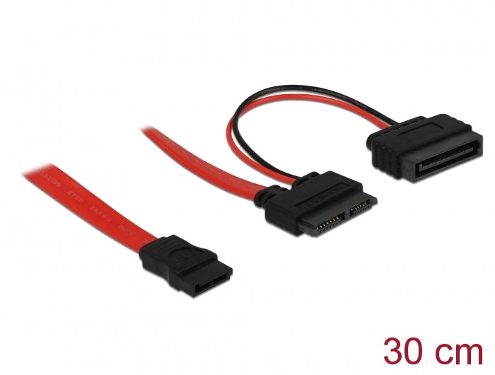 Delock Kabel Slim SATA Buchse > SATA 7 Pin + SATA 15 Pin 5 V 30 cm