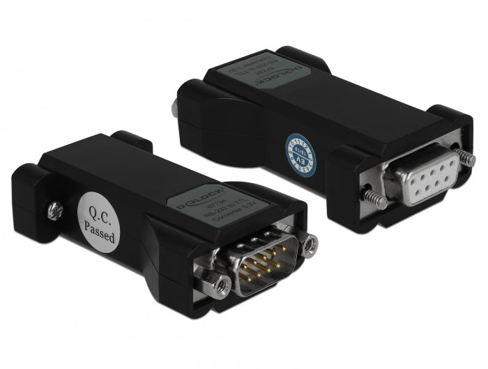 Delock Konverter 1 x Seriell RS-232 DB9 Buchse zu 1 x Seriell LVTTL / LVCMOS 3,3 V DB9 Stecker mit ESD Schutz 3 kV und erweitertem Temperaturbereich