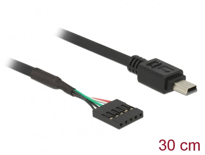 Delock Kabel USB 2.0 Pfostenbuchse 5 Pin > USB 2.0 Typ Mini-B Stecker 30 cm