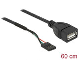 Delock Kabel USB 2.0 Pfostenbuchse zu 1 x USB 2.0 Typ-A Buchse 60 cm