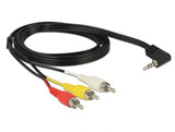 Delock Kabel Klinke 3,5 mm 4 Pin Stecker gewinkelt > 3 x Cinch Stecker 1,5 m