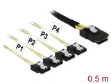 Delock Kabel Mini SAS SFF-8087 > 4 x SATA 7 Pin 0,5 m Metall
