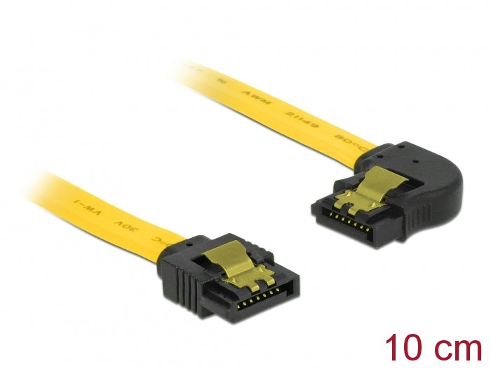 Delock SATA 6 Gb/s Kabel gerade auf links gewinkelt 10 cm gelb