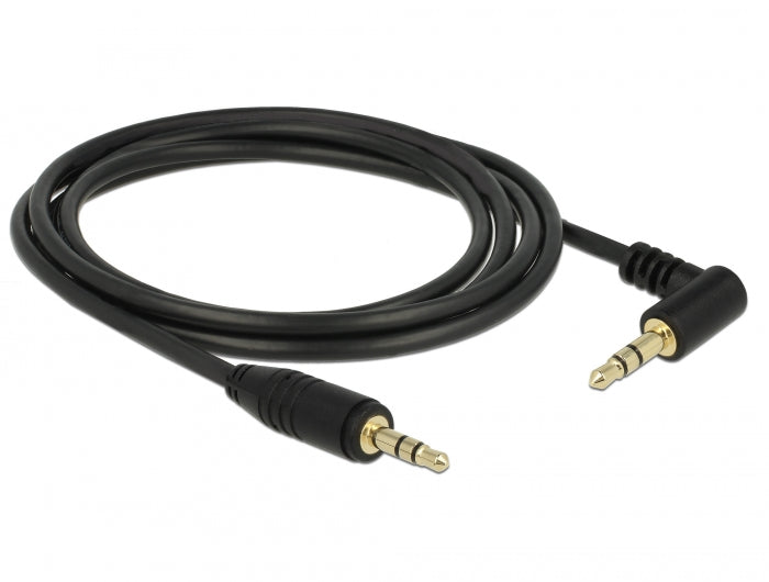 Delock Klinkenkabel 3,5 mm 3 Pin Stecker > Stecker gewinkelt 2 m schwarz