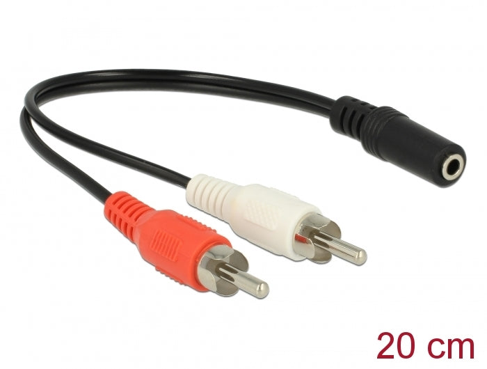 Delock Audio Kabel 2 x Cinchstecker zu 1 x 3,5 mm 3 Pin Klinkenbuchse 20 cm