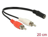 Delock Audio Kabel 2 x Cinchstecker zu 1 x 3,5 mm 3 Pin Klinkenbuchse 20 cm