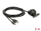 Delock Kabel USB Typ A Stecker + 3,5 mm 4 Pin Klinkenstecker > Einbaubuchse mit Verschlussdeckel USB Typ A Buchse + 3,5 mm 4 Pin Klinkenbuchse (Audio) 2 m schwarz
