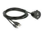 Delock Kabel USB Typ A Stecker + 3,5 mm 4 Pin Klinkenstecker > Einbaubuchse mit Verschlussdeckel USB Typ A Buchse + 3,5 mm 4 Pin Klinkenbuchse (Audio) 2 m schwarz