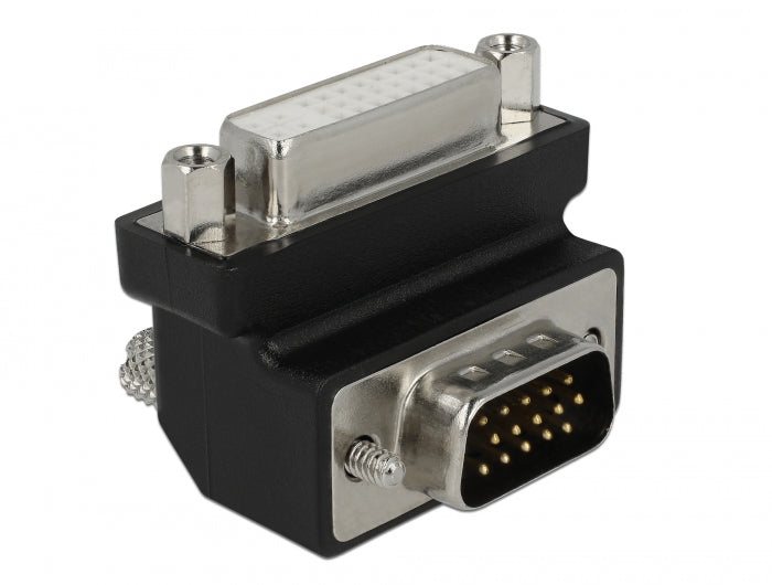Delock Adapter DVI 24+5 Pin Buchse > VGA 15 Pin Stecker 90° gewinkelt