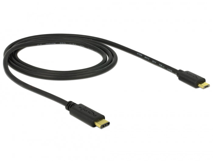Delock Kabel USB Type-C™ 2.0 Stecker > USB 2.0 Typ Micro-B Stecker 2,0 m schwarz