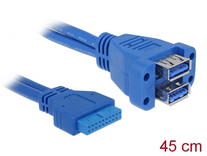 Delock Kabel USB 3.0 Pin Header Buchse zu 2 x USB 3.0-A Buchse übereinander