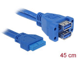 Delock Kabel USB 3.0 Pin Header Buchse zu 2 x USB 3.0-A Buchse übereinander
