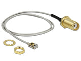 Delock Antennenkabel SMA Buchse zum Einbau zu I-PEX Inc., MHF® I LK Stecker 1.13 35 cm Gewindelänge 10 mm