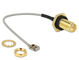 Delock Antennenkabel RP-SMA Buchse zum Einbau zu I-PEX Inc., MHF® I LK Stecker 1.13 10 cm Gewindelänge 10 mm spritzwassergeschützt