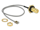 Delock Antennenkabel RP-SMA Buchse zum Einbau zu I-PEX Inc., MHF® I LK Stecker 1.13 20 cm Gewindelänge 10 mm spritzwassergeschützt