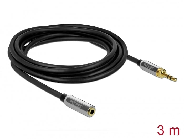Delock Klinkenverlängerungskabel 3,5 mm 3 Pin Stecker zu Buchse mit 6,35 mm Schraubadapter 3 m