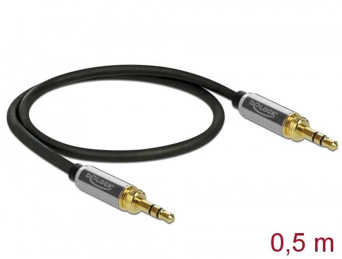 Delock Klinkenkabel 3,5 mm 3 Pin Stecker zu Stecker mit Schraubadapter 0,5 m